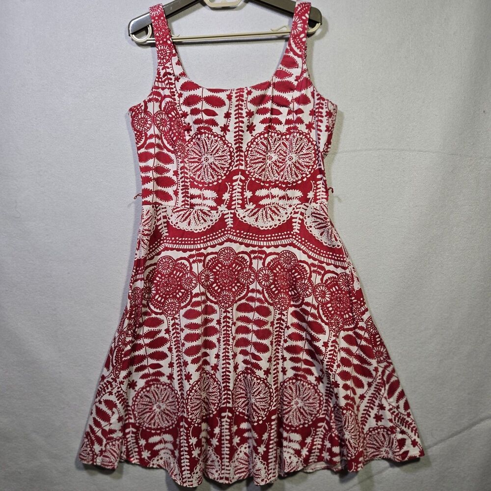 Breakin Loose Swing Dress Floral Pin Up Retro Rockabilly  Red 8 Cotton Blend Red